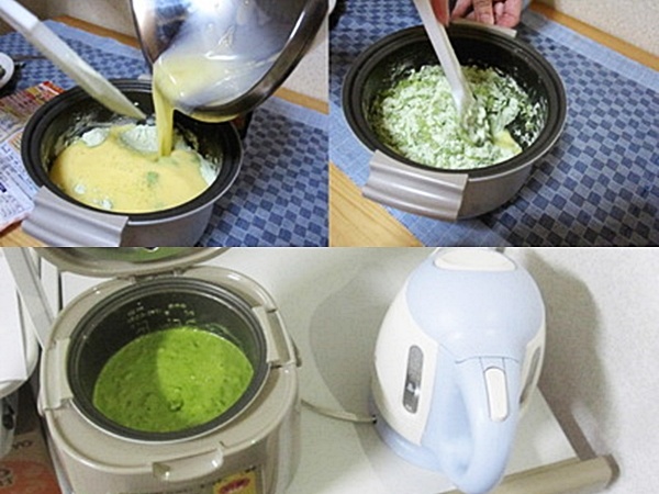 Dùng nồi cơm điện làm bánh bông lan trà xanh vừa dễ vừa ngon