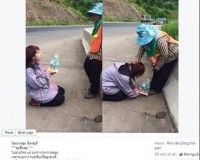 Thiếu nữ quỳ gối tặng quà người mẹ quét rác gây xúc động mạnh