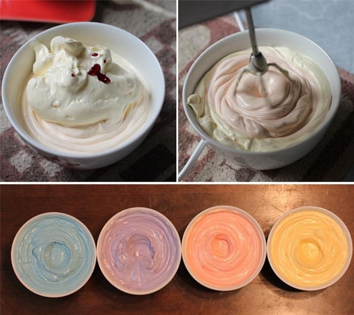 Cách làm kem bơ và tạo màu cho bánh kem