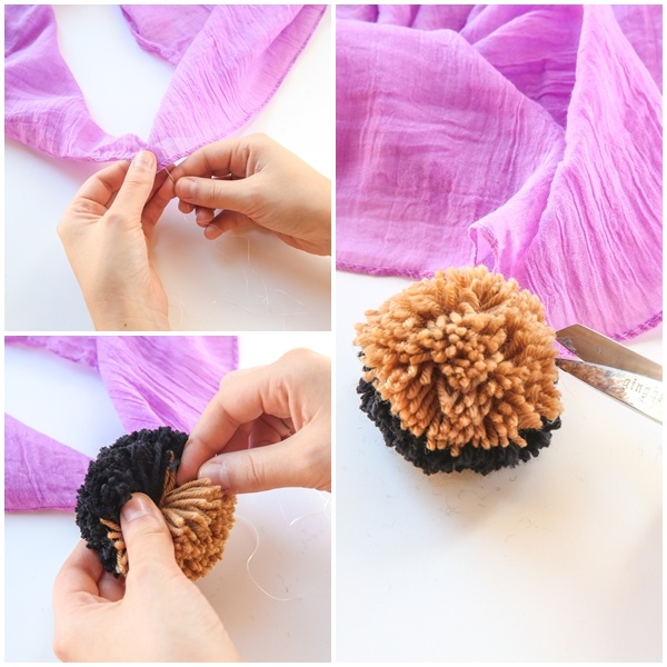 Các cách đơn giản để làm quả bông bằng len
