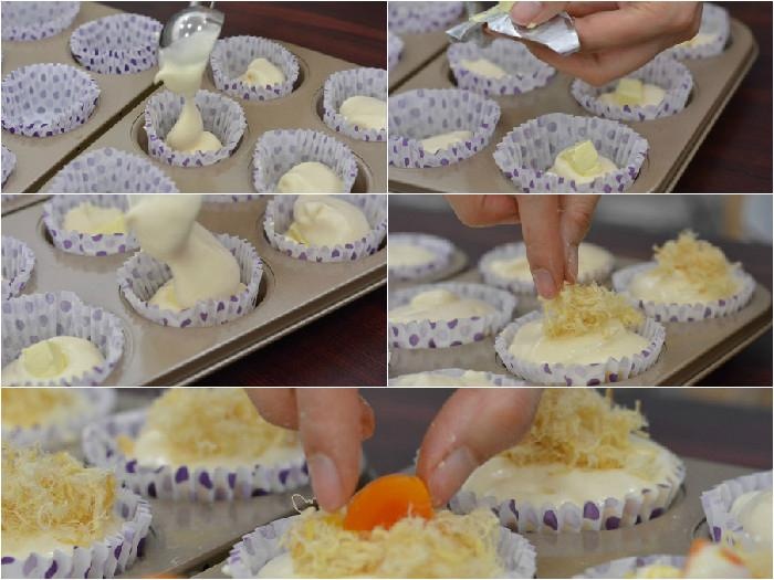 Cách làm bánh bông lan chà bông trứng muối