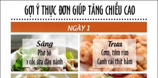 thực đơn tăng chiều cao 