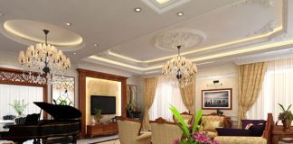 Cách bố trí nội thất phòng khách và bếp ăn theo phong cách tân cổ điển 1