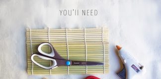 Tự làm túi đựng cọ trang điểm từ mành cuộn sushi