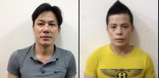 Hai bị can tại cơ quan công an.