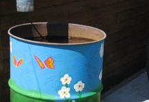 Làm đẹp thùng phi cũ trang trí sân vườn