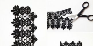 Đối với làm vòng tay bạn chỉ việc: Cắt theo hình trang trí và chiều rộng mà bạn mong muốn. Hơ dưới bật lửa để đánh dấu các góc cạnh không bị bung chỉ và vải  Lồng các đường dây vào miếng vải ren vừa làm theo hướng zích zắc  như dạng dây giày, vậy là xong 