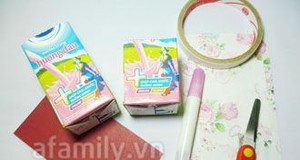Làm hộp đựng bút vintage từ vỏ hộp sữa 2