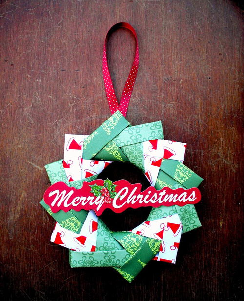 Cách làm vòng hoa giấy origami trang trí Giáng sinh - 6