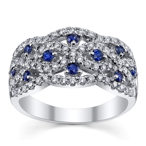 Nhẫn đính hôn kết hợp giữa kim cương và sapphire.