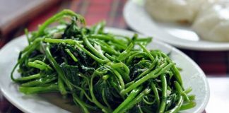 rau lang xào tỏi xanh mướt giòn sần sật cho bữa cơm