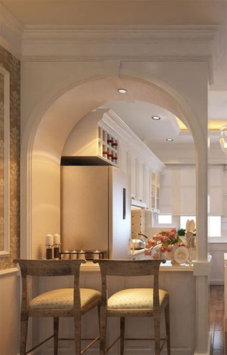 Mini bar là điểm duyên của khu vực bếp ăn và view nhìn dễ chịu từ phòng khách.