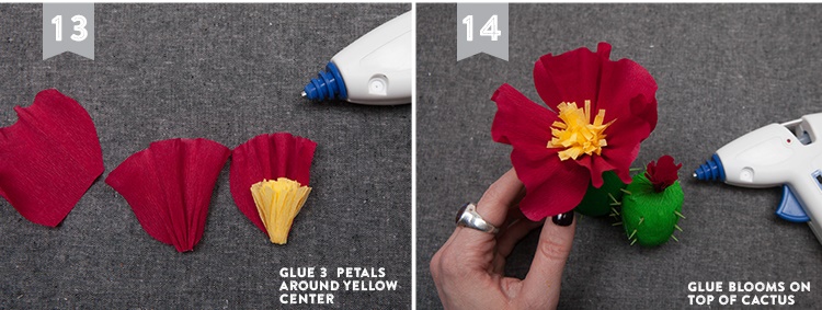 Cách làm cây hoa xương rồng bằng giấy nhún cực đẹp 6