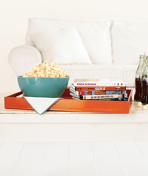 Bowl of popcorn on a coffee table