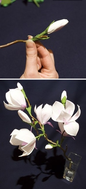 Làm hoa mộc lan giấy đẹp như hoa thật 7