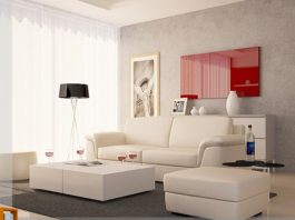 Đẹp ngỡ ngàng phòng khách trắng - đỏ