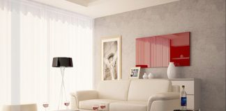 Đẹp ngỡ ngàng phòng khách trắng - đỏ