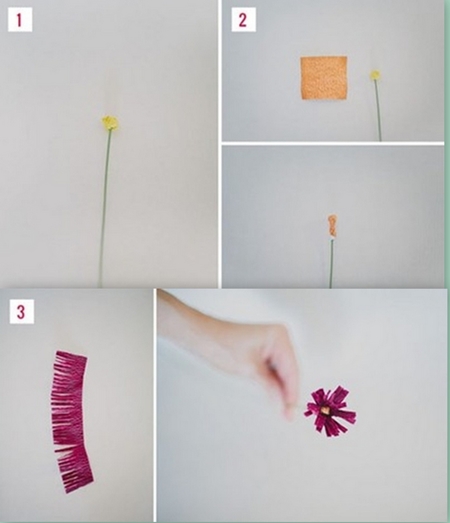 Cách làm hoa giả từ giấy nhún cực đẹp mà dễ 6