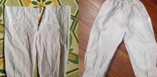 Lôi áo sơ mi của bố ra học cách may quần cho bé mặc 1