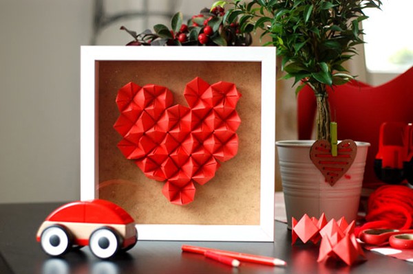 Gấp giấy origami làm tranh trái tim nổi bật 7