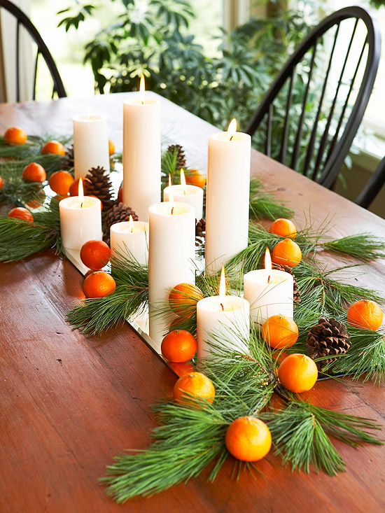 Candle and Clementines Centerpiece