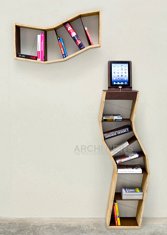 Though the contrast between ancient leather-bound literature and semi-industrial, modern shelving makes for an intriguing combination, shelving such as that which is displayed here, can be repurposed to accommodate all manner of things, not least of which are CDs and DVDs. It lends itself to those objects that are lightweight, but given the increasing computerization of study, there is no reason as to why stylish display choices such as these could not meet the demands of a university student, be adapted to the room of an adolescent, or even, inhabit an office. 
