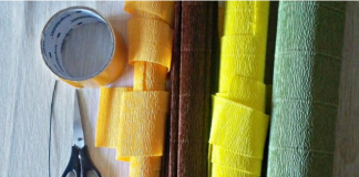 Làm hoa hướng dương bằng giấy nhún khoe sắc vàng 1