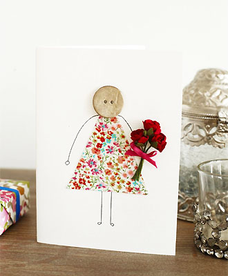 button and fabric Mother's Day card to make - Mother's Day cards - Craft - allaboutyou.com