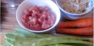 thịt băm xào đậu 