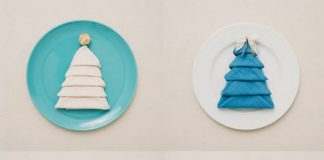 Cách xếp khăn ăn hình cây thông Noel  - 1