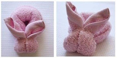 cách làm thỏ bông đáng yêu cho bé từ chiếc khăn mặt4