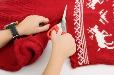 Tự tạo chân váy đỏ điệu đà cho Giáng sinh từ áo len - 2