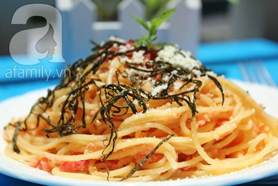 Spaghetti trứng cá cực ngon đổi món cuối tuần 16