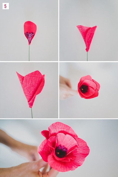 Cách làm hoa giả từ giấy nhún cực đẹp mà dễ 12
