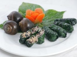 Cách làm chả ốc lá lốt nướng 1