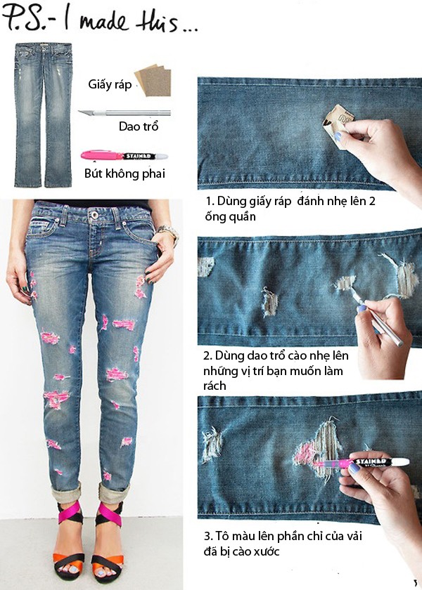 7 cách đơn giản biến hóa cho chiếc quần jeans cũ - 3