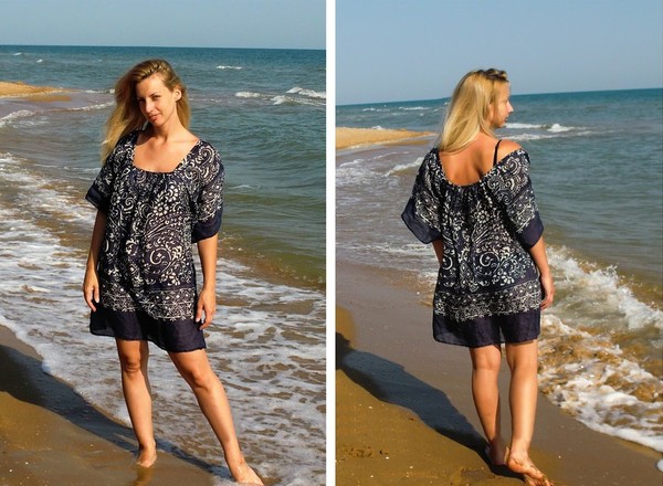 Tự may váy đi biển thật sành điệu từ khăn vuông 14