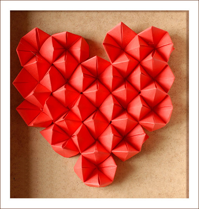 Gấp giấy origami làm tranh trái tim nổi bật 6