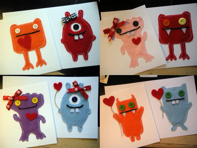 Thiếp handmade hình monster rất cute, Eva Sành điệu, thiep tu che, handmade , hinh monster , hinh monster cute,