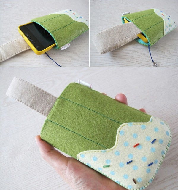Cách làm bao điện thoại handmade que kem bằng vải nỉ