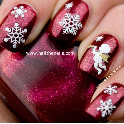 Hướng dẫn vẽ nail hoa tuyết cực đơn giản đón Giáng sinh - 8