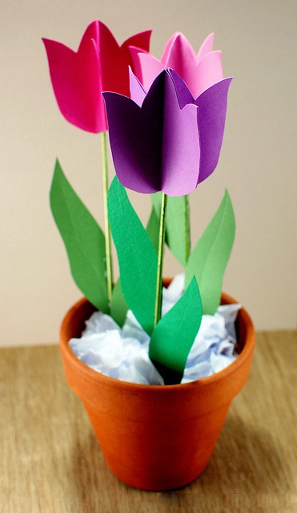 3 bước đơn giản làm hoa tulip giấy rực rỡ