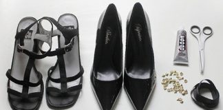 Tự chế giày T-strap nạm đinh sành điệu giống sao