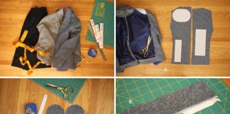 Làm túi đựng mỹ phẩm từ áo vest cũ