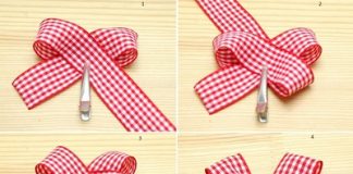 Làm nơ kẻ đính gấu đội mũ Santa tặng bé yêu dịp Giáng sinh