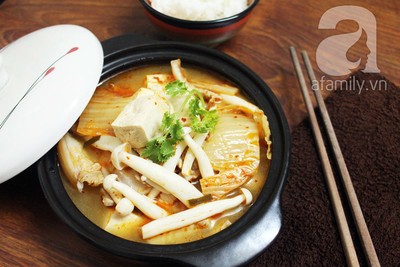 Cách nấu canh kim chi đậu thịt chua cay, đậm đà bữa tối