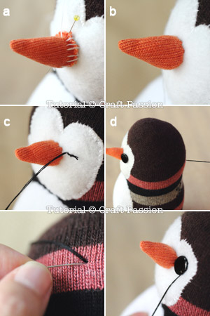 Cách làm thú bông bằng bít tất hình chim cánh cụt yêu mê mệt