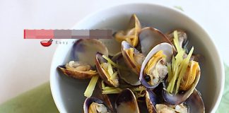 Ngao hấp gừng nóng hổi