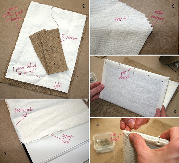 Cách chế túi vải gai sành điệu từ bìa sách cũ