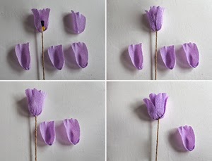Cách làm hoa tulip bằng giấy nhún trang trí nhà ngày Tết